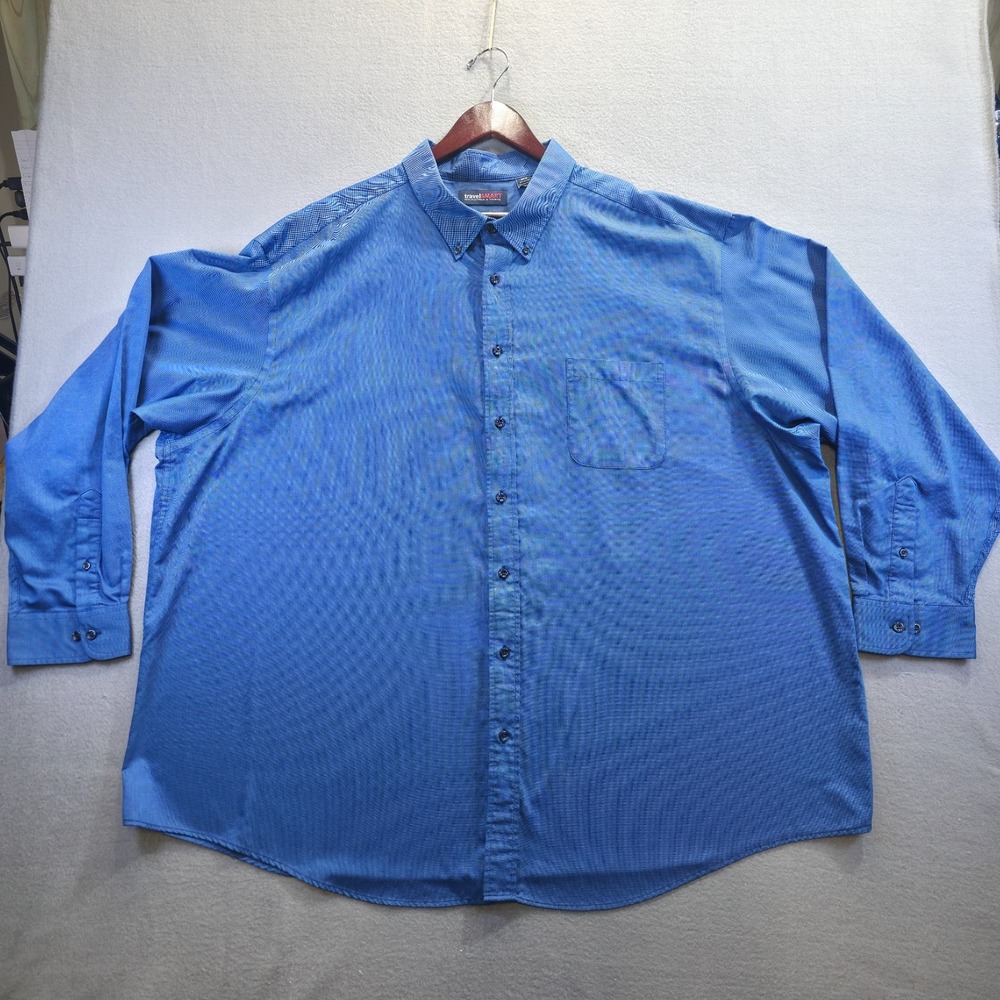 Roundtree &‎ Yorke Travel Smart Men's Blue Long Sleeve Shirt Size 4XB